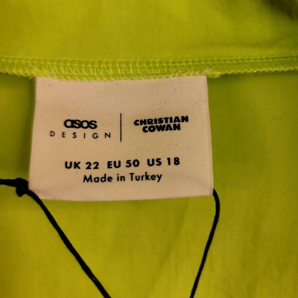 ASOS DESIGN x Christian Cowan Curve logo track top Neon Yellow White Crop 18 - Picture 5 of 13